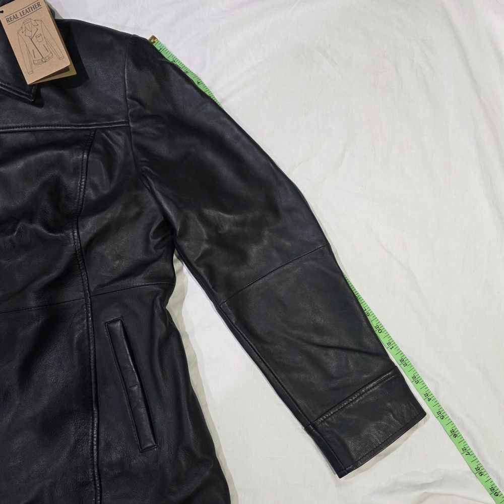 NWT Kandis Black 3/4 Length 100% Lambskin Leather Car Coat/Jacket. XL - Picture 9 of 13